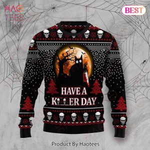 Gifury Cat Ugly Sweater Black Cat Halloween Have A Killer Day Black Red Sweater Cat Sweater 2022