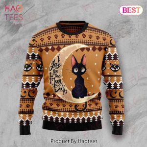 Gifury Cat Ugly Sweater Black Cat I Love You To The Moon And Back Sweater Cat Sweater 2022