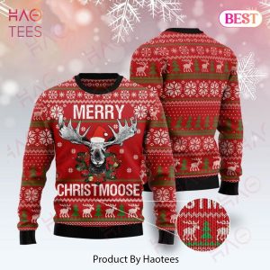 Gifury Hunting Ugly Christmas Sweater Hunting Merry ChristMoose Christmas Pattern Red Sweater Hunting Sweater 2022