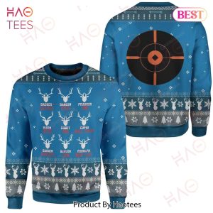 Gifury Hunting Ugly Christmas Sweater Reindeer Hunting Blue Sweater Hunting Sweater 2022