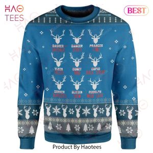 Gifury Hunting Ugly Christmas Sweater Reindeer Hunting Blue Sweater Hunting Sweater 2022