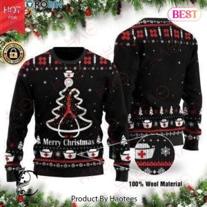 Gifury Nurse Christmas Sweater Stethoscope Christmas Tree Merry Christmas Black Ugly Sweater Nurse Ugly Sweater 2022