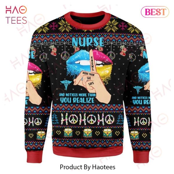 Gifury Nurse Hippie Sweater Nurse Knows More Than She Says And Notice More Than You Realize Ugly Sweater Nurse Sweater 2022