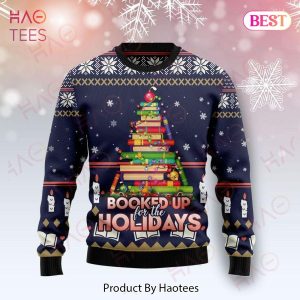 Gifury Reading Book Ugly Christmas Sweater Booked Up For The Holidays Book Christmas Tree Sweater Book Sweater 2022