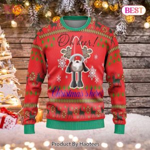 Gifury Reindeer Sweater Oh Deer Christmas Is Here Red Ugly Sweater Reindeer Ugly Sweater 2022