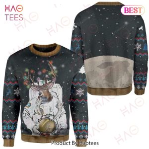 Gifury Reindeer Sweater Reindeer Astronaut Ugly Christmas Sweater Reindeer Ugly Sweater 2022
