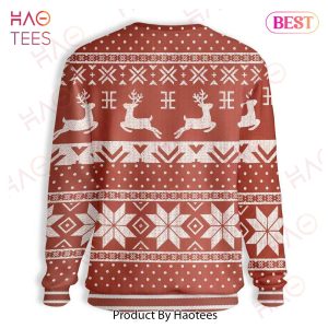 Gifury Reindeer Sweater Reindeer Christmas Pattern Red White Ugly Sweater Reindeer Ugly Sweater 2022