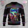 Hippie Sweater Hippie Girl Ho Ho Ho Christmas Pattern Dark Blue Ugly Sweater 2022