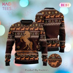 Horse Christmas Ugly Sweater Horse Dashing Through The Snow In A One Horse Open Sleigh Brown Sweater 2022 Horse Christmas Ugly Sweater Horse Dashing Through The Snow In A One Horse Open Sleigh Brown Sweater 2022