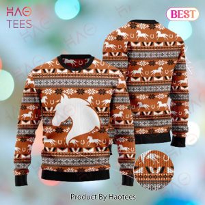 Horse Christmas Ugly Sweater Horse White Silhouette Brown Sweater 2022 Horse Christmas Ugly Sweater Horse White Silhouette Brown Sweater 2022