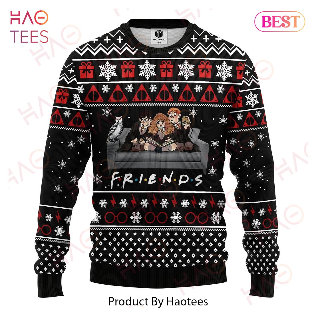 HP Christmas Sweater Friends Harry Ron Hermione Christmas Pattern