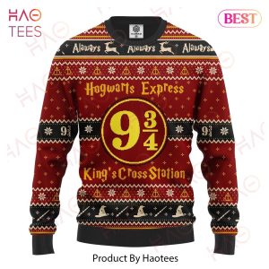 HP Christmas Sweater Hogwarts 934 King’s Cross Station Red Black Ugly Sweater 2022