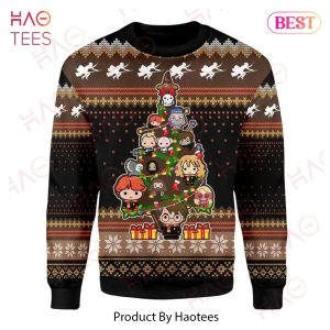 HP Christmas Sweater HP Characters Christmas Tree Brown Black Ugly Sweater 2022
