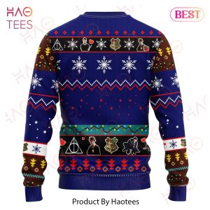 HP Christmas Sweater HP Fighting Christmas Pattern Blue Ugly Sweater 2022