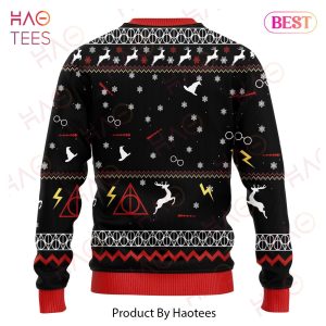HP Christmas Sweater HP Owl The Deathly Hallows Symbol Black Red Ugly Sweater 2022
