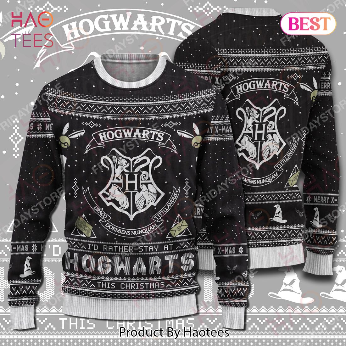 HP Sweater I'd Rather To Stay At HW Christmas Ugly Sweater Amazing HP Ugly Sweater 2022 HP Sweater I'd Rather To Stay At HW Christmas Ugly Sweater Amazing HP Ugly Sweater 2022
