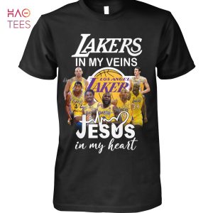 Lakers In My Veins Jesus In My Hear Shirt Lakers In My Veins Jesus In My Hear Shirt