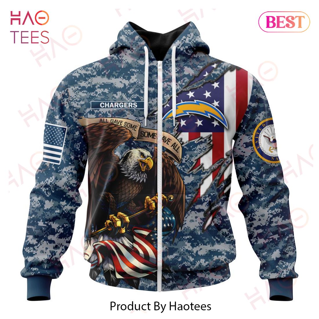 NFL Los Angeles Chargers Honor US Navy Veterans 3D Hoodie NFL Los Angeles Chargers Honor US Navy Veterans 3D Hoodie