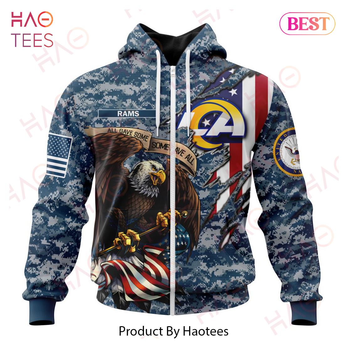 NFL Los Angeles Rams Honor US Navy Veterans 3D Hoodie NFL Los Angeles Rams Honor US Navy Veterans 3D Hoodie