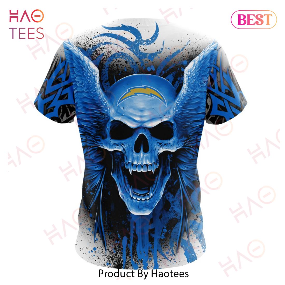 Los Angeles Chargers Skull Pattern Name 3D Baseball Jersey Shirt