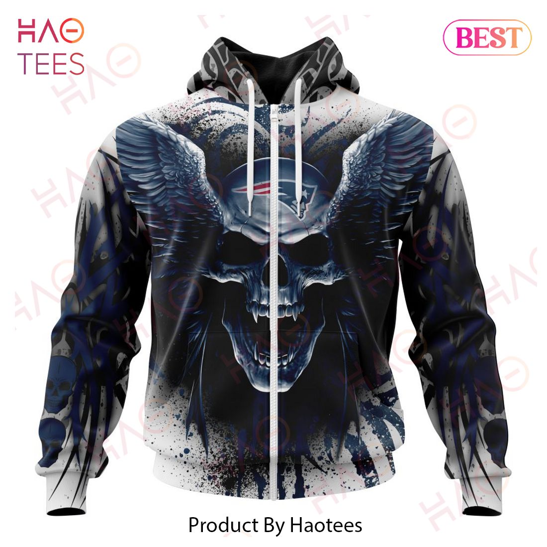 NFL New England Patriots Special Kits With Skull Art 3D Hoodie NFL New England Patriots Special Kits With Skull Art 3D Hoodie
