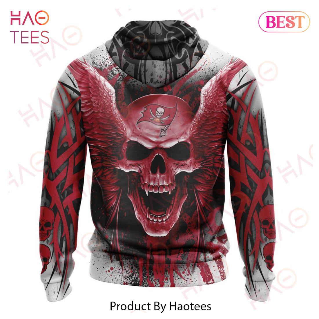 NFL Tampa Bay Buccaneers Skull Flower Red Hoodie Dress 3D