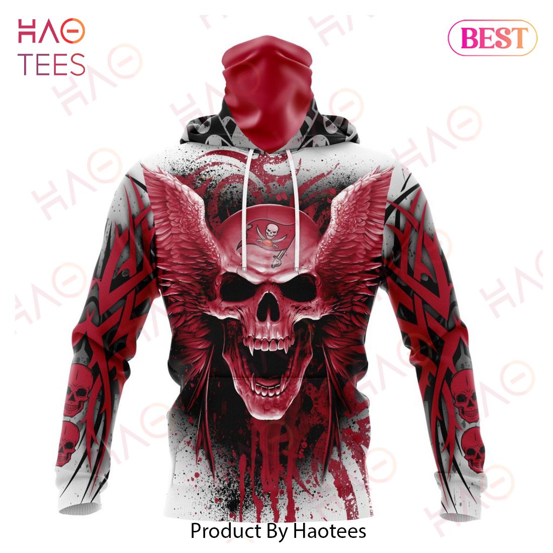 NFL Tampa Bay Buccaneers Skull Flower Red Hoodie Dress 3D