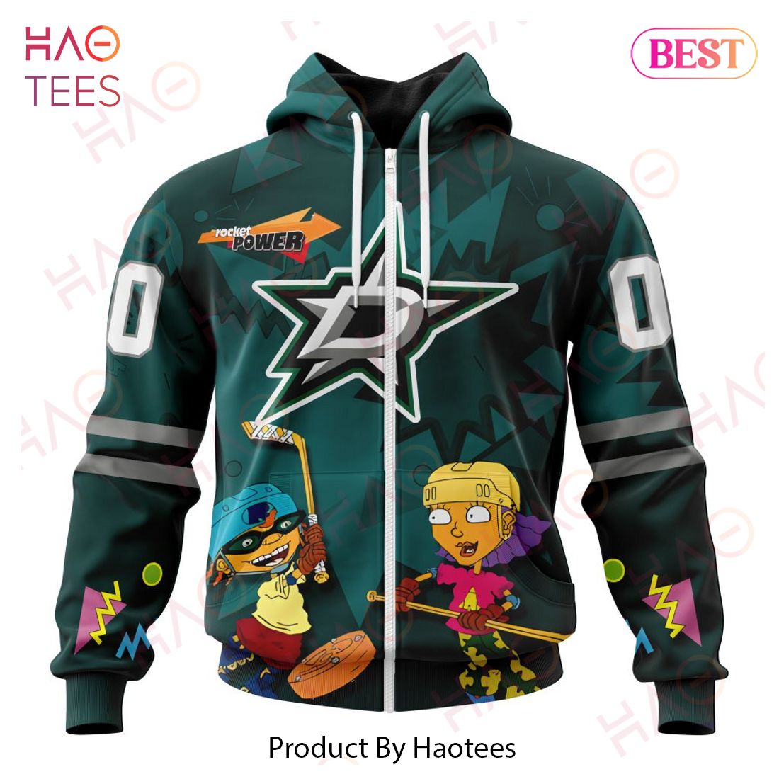 NHL Dallas Stars Specialized For Rocket Power 3D Hoodie NHL Dallas Stars Specialized For Rocket Power 3D Hoodie