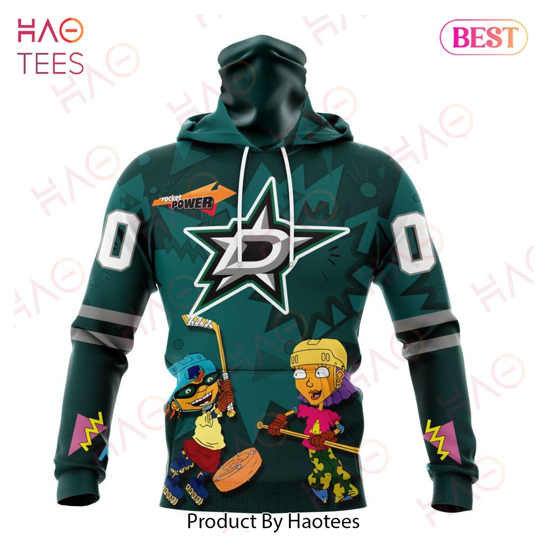 NHL Dallas Stars Specialized For Rocket Power 3D Hoodie NHL Dallas Stars Specialized For Rocket Power 3D Hoodie