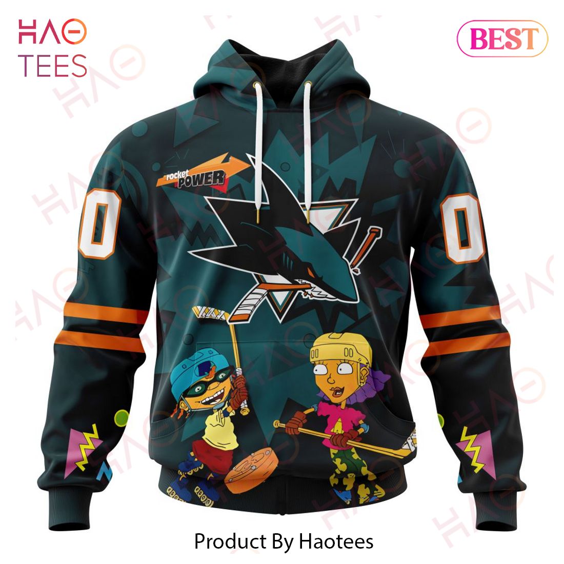 NHL San Jose Sharks Specialized For Rocket Power 3D Hoodie NHL San Jose Sharks Specialized For Rocket Power 3D Hoodie