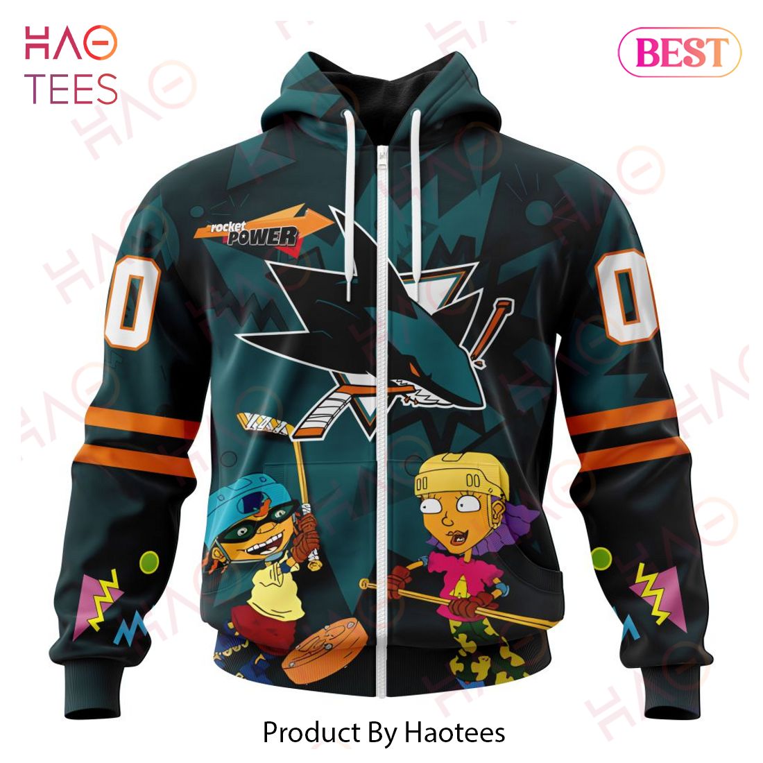 NHL San Jose Sharks Specialized For Rocket Power 3D Hoodie NHL San Jose Sharks Specialized For Rocket Power 3D Hoodie