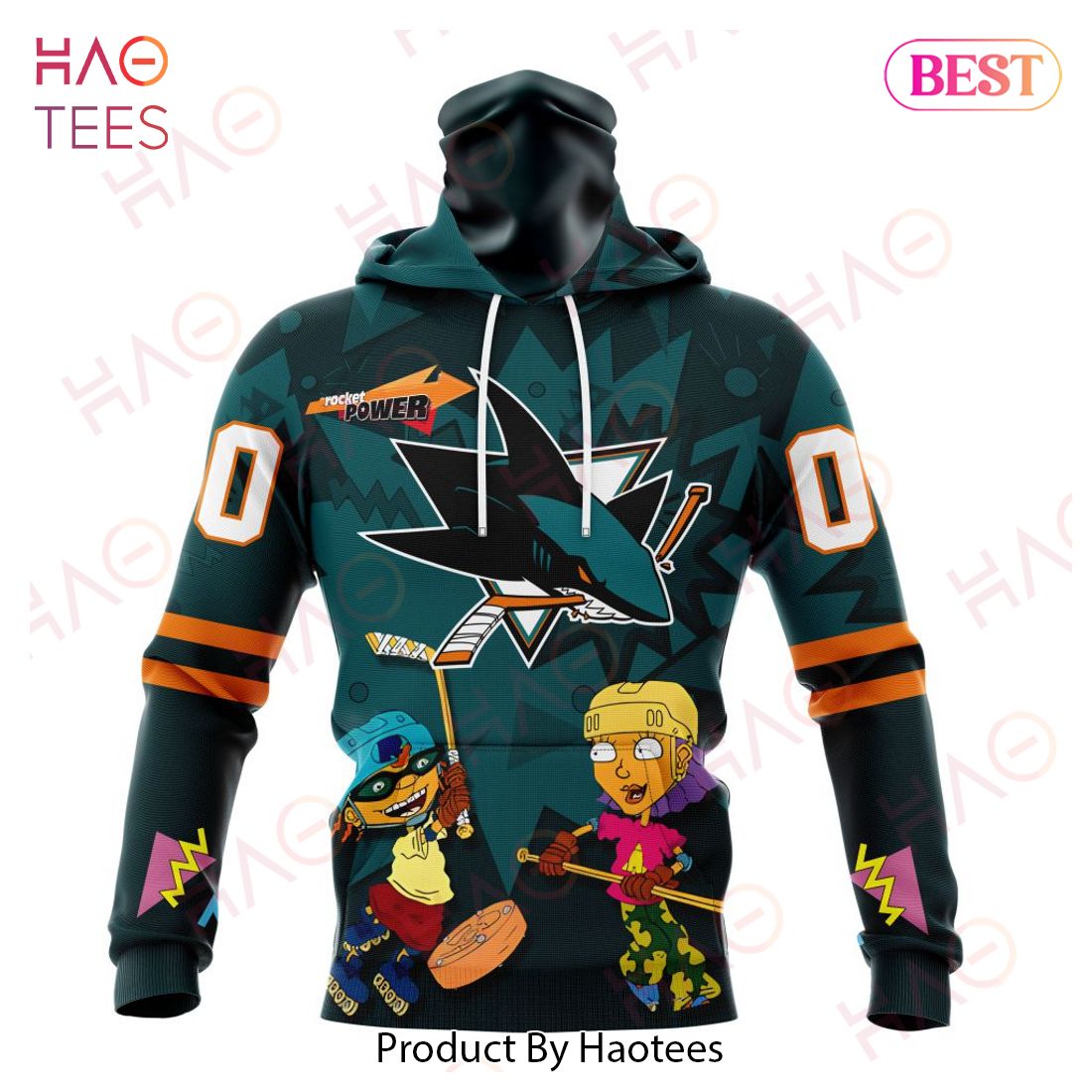 NHL San Jose Sharks Specialized For Rocket Power 3D Hoodie NHL San Jose Sharks Specialized For Rocket Power 3D Hoodie
