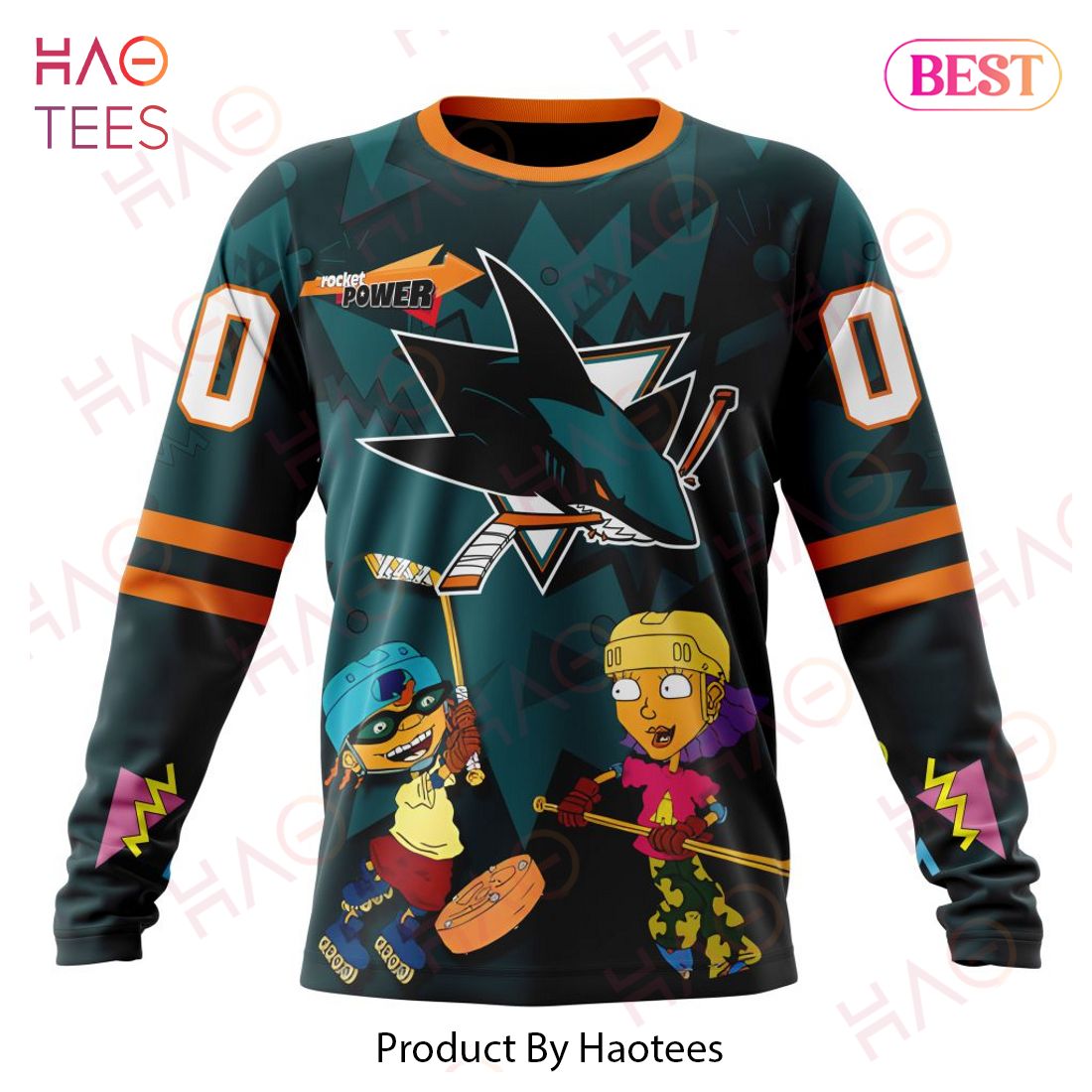 NHL San Jose Sharks Specialized For Rocket Power 3D Hoodie NHL San Jose Sharks Specialized For Rocket Power 3D Hoodie