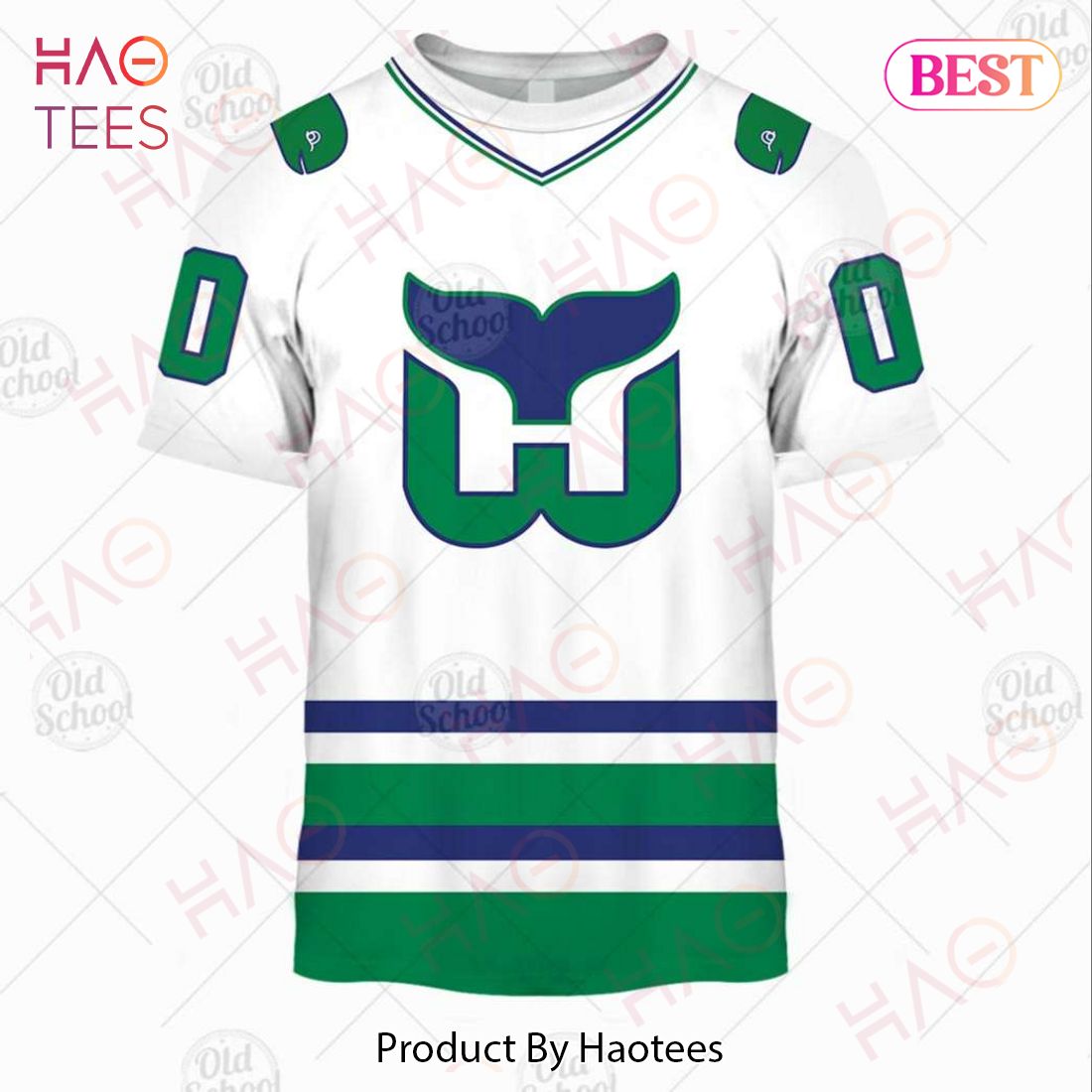 Custom Hartford Whalers Carolina Hurricanes Vintage NHL Green