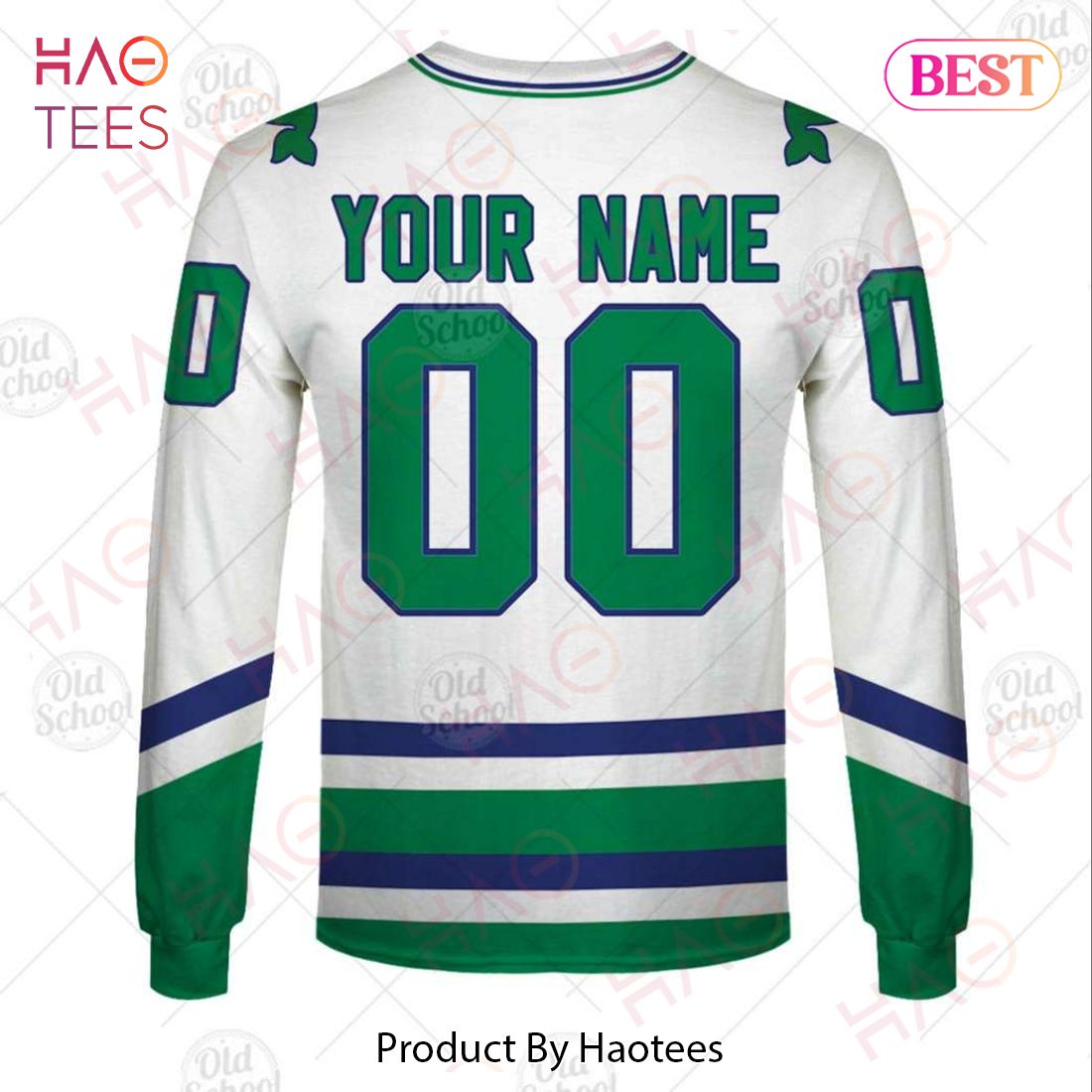 Custom Hartford Whalers Hockey Jersey Name and Number Green