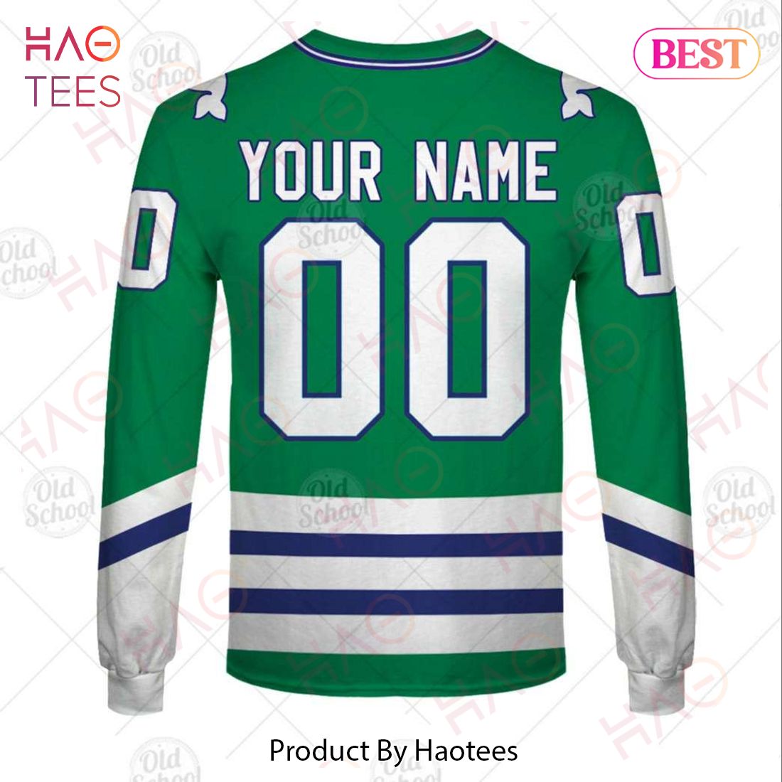Personalized Hartford Whalers Carolina Hurricanes Vintage NHL Jersey Green  3D Hoodie