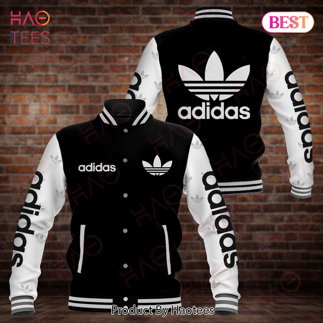 Adidas Black And White New Fashion Varsity Jacket Luxury Store