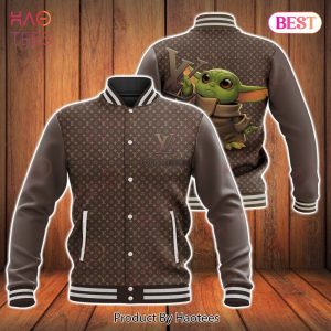 Baby Yoda Mix Louis Vuitton Fashion Varsity Jacket