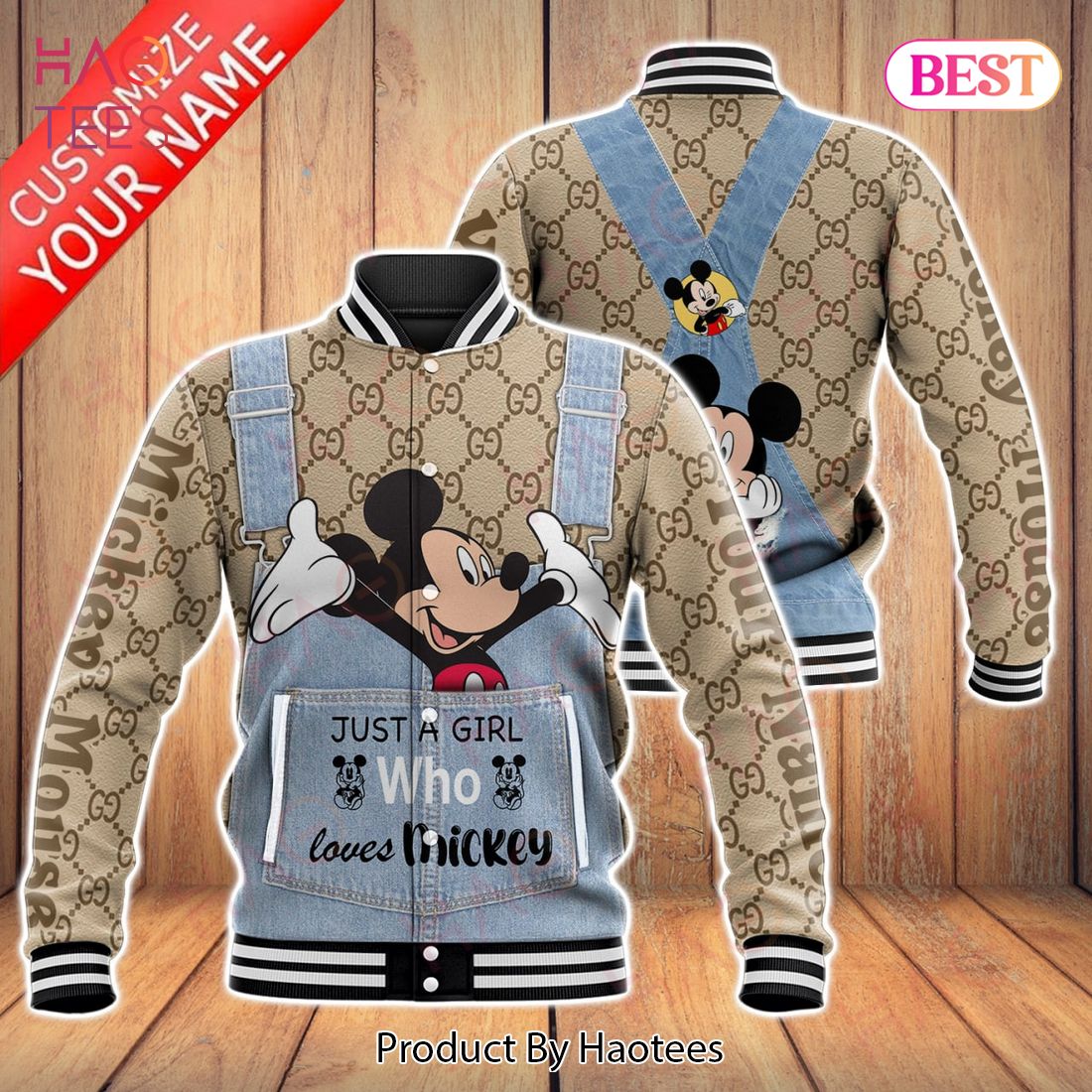 Customize Gucci Mix Mickey Fashion Custom Varsity Jacket Luxury Store