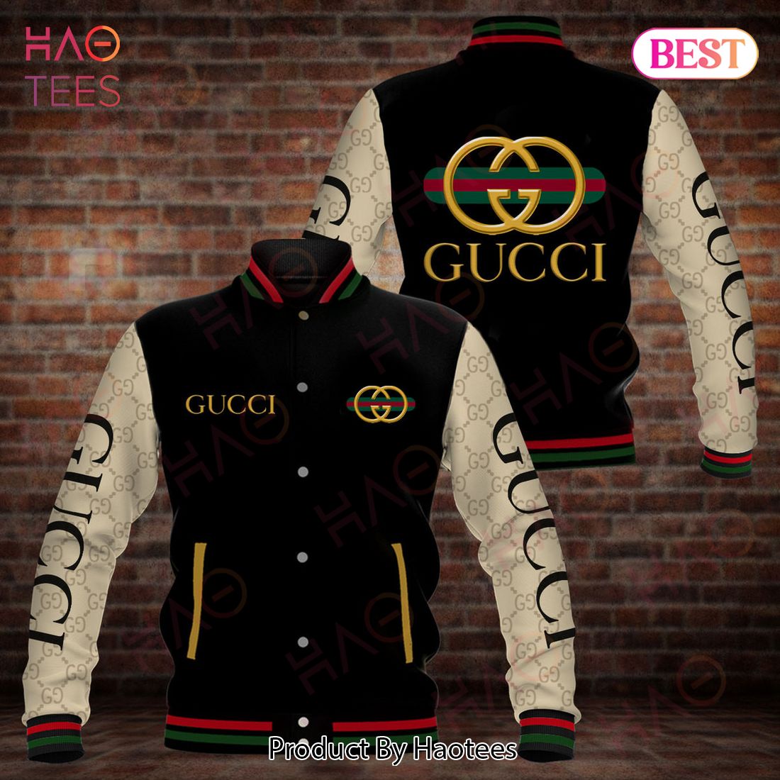 Gucci Mix Black Fashion Varsity Jacket