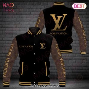 Luxury Brand Logo Louis Black Gold Vuitton Varsity Jacket