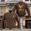 Luxury Brand Logo Louis Black Gold Vuitton Varsity Jacket