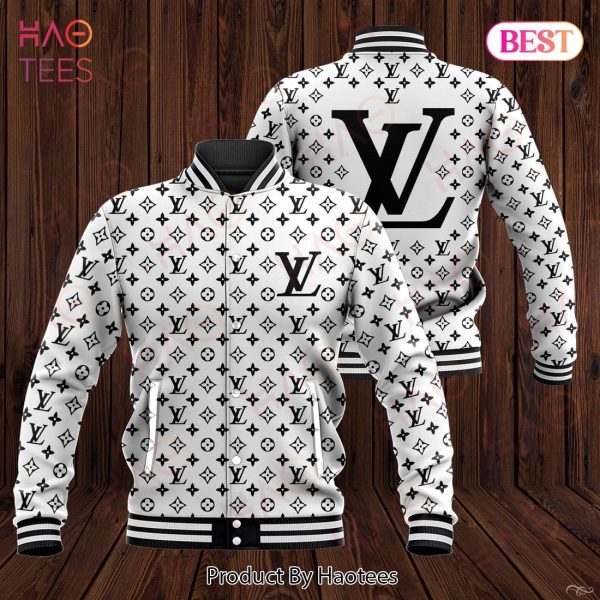 Luxury Brand Logo White Black Louis Vuitton Varsity Jacket