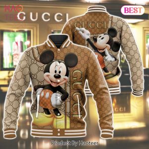 Mickey Mix Gucci Gray Fashion Varsity Jacket