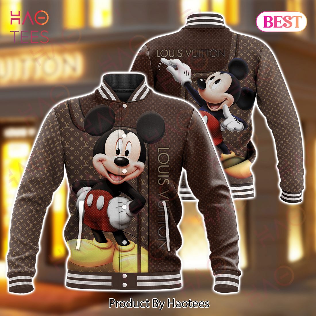 Mickey Mix LV Fashion Varsity Jacket Luxury Store