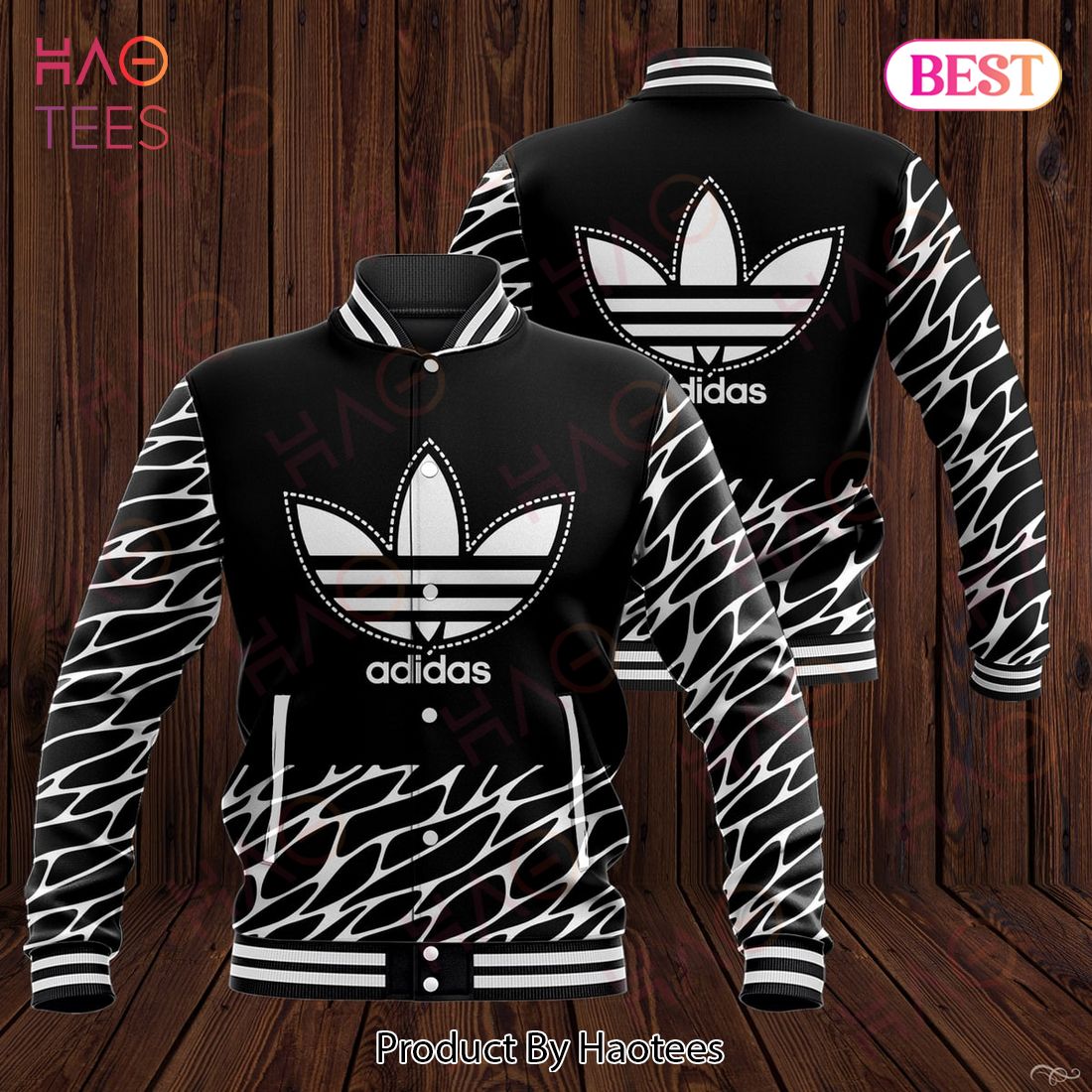 NEW Adidas Black And White Varsity Jacket Luxury Store