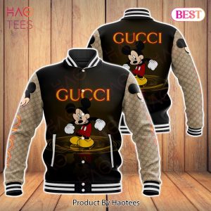 NEW Gucci Luxury Brand And Mickey Black Fashion Varsity Jacket