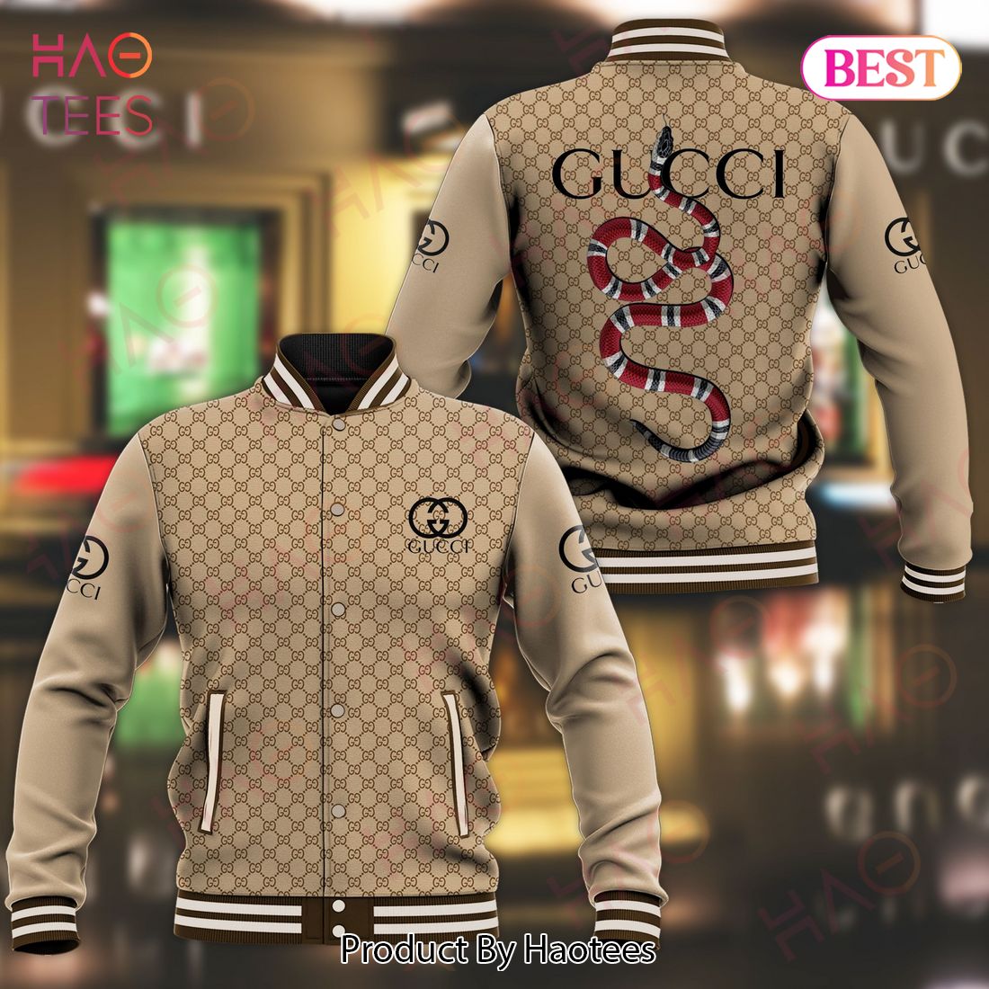 Gucci Kingsnake Varsity Baseball Jacket -  Worldwide