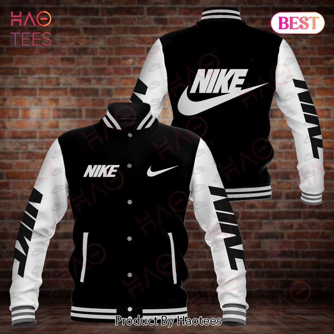 Nike Black White Fashion Varsity Jacket Luxury Store