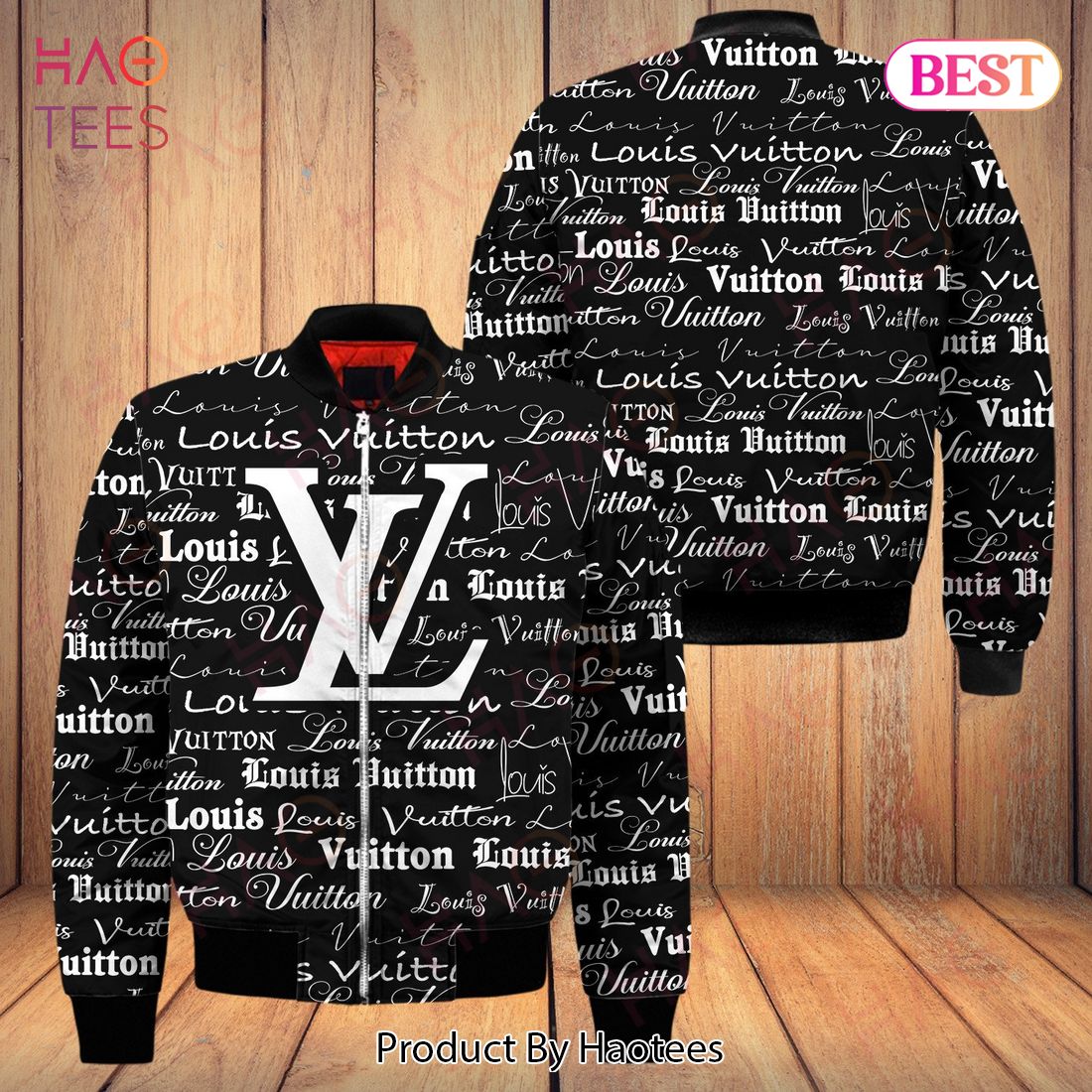 LV LV Black Bomber Jacket Luxury Brand Clothing Clothes Outfit